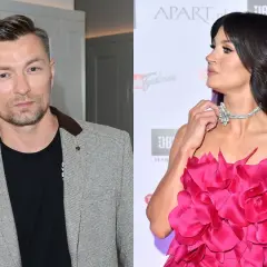 Sylwia Grzeszczak i Liber na gali. Ona w fuksjowej sukni i biżuterii, on w marynarce.