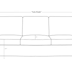 Line drawing of a sofa with dimensions. Key couch dimensions shown: 37" height, 25" seat height, 22" seat depth, 38" arm height, and "Sofa Width".