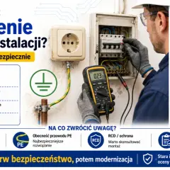 Elektryk sprawdza uziemienie w starej instalacji. Poradnik pokazuje, jak bezpiecznie zrobić uziemienie, gdy w domu jest brak uziemienia.