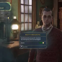 Im Spiel Hogwarts Legacy kannst du hier deinen Besen verbessern, um maximale Beschleunigung und Geschwindigkeit zu erreichen.