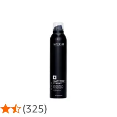 Czarny spray do włosów Alter Ego z hasłem "Hasty Too! Hi-T Security" zapewnia doskonałą termoochronę.