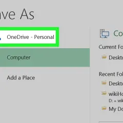 Salva il tuo file condiviso Excel su OneDrive - Personal o sul Computer.
