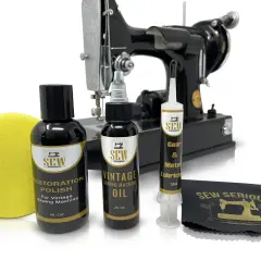 Kit per la cura di macchine da cucire antiche: lucido, olio e lubrificante. Valutazione e restauro per la tua macchina da cucire vintage.