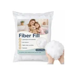 Bag of Fiber Fill, showing it's washable. Learn how to wash loose polyfill for your crafts.
