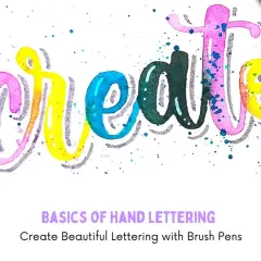 El lettering "create" en acuarela, con un rotulador Uni y salpicaduras de tinta.