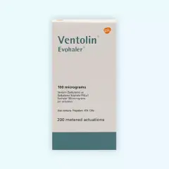 Opakowanie leku Ventolin Evohaler, 100 mikrogramów, 200 dawek. Zastanawiasz się, ile kosztuje Ventolin?