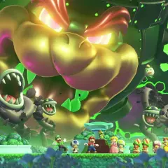 Mario, Luigi, Peach i Toad stają naprzeciwko gigantycznego, złotego Bowsera i jego armii Piranha Plants. To jedna z najlepszych gier 2D!