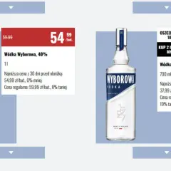 Wódka Wyborowa 0.7 cena promocyjna 37,99 zł/but. Oszczędzasz 18 zł.