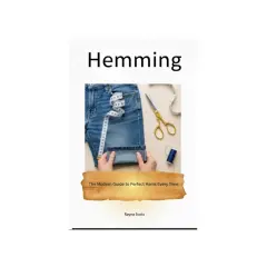 Hands folding jeans for hemming, with scissors, measuring tape, and thread. A guide to using a hemming sewing machine.
