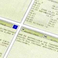 Dettagli di una carta di circolazione con dati tecnici e codici.