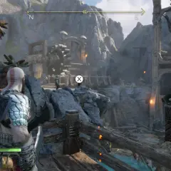 Kratos wkracza do lokacji z wodospadem, szukając wskazówek w God of War Ragnarok poradnik.