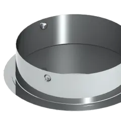 Metallischer Ring mit Schrauben, ideal zum Verschließen eines Schornsteinlochs.