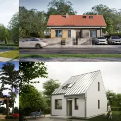 Rządowe projekty domów 70m2 za darmo – wizualizacje nowoczesnych, energooszczędnych budynków jednorodzinnych.