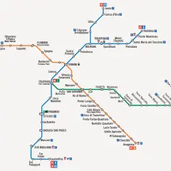 Mappa della metropolitana di Roma: da Anagnina a Termini, con le linee A, B e B1 che collegano le principali stazioni.