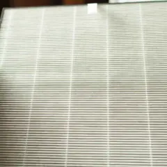 Mano sosteniendo un filtro HEPA. Si te preguntas como limpiar filtro HEPA no lavable, este es el tipo de filtro que debes reemplazar.