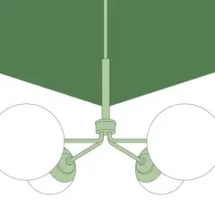 Variedad de lámparas de techo, incluyendo una lámpara de techo de 3 luces con esferas blancas y un diseño moderno.