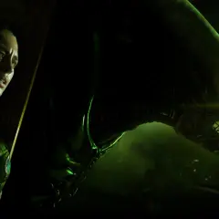 Amanda Ripley w przerażeniu patrzy na Ksenomorfa. To jedna z gier z najlepszą grafiką, która wciąga w mroczny świat.