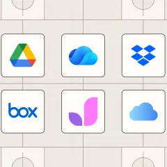 Logos for cloud storage services like Google Drive, Microsoft OneDrive, Dropbox, Box, and iCloud. Find free cloud storage like Dropbox for your files.