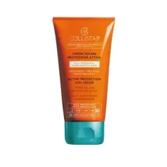 Collistar crema solare viso protezione attiva SPF 30, ideale per pelli ipersensibili, per una protezione quotidiana efficace.