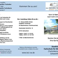 Staatlich geprüfter Techniker: Die Regelausbildungsdauer für die Aufnahme an der Fachschule für Maschinenbautechnik beträgt mindestens zwei Jahre.