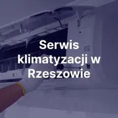 Serwis klimatyzacji w Rzeszowie, ręka w rękawiczce naprawia jednostkę.