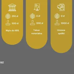 Koszty założenia spółki zoo: ogłoszenie MSIG, wpis do KRS, taksa notarialna, umowa spółki, kapitał zakładowy. S24 i notariusz.