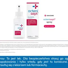 Spray Octenisept do odkażania skóry i małych, powierzchownych ran. Gdy masz zdartą skórę, czym smarować? Ten lek bez recepty pomoże.