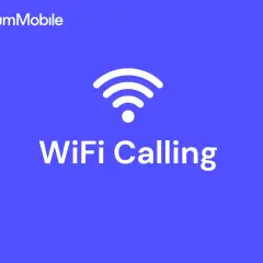 Logo PremiumMobile i ikona Wi-Fi. Dowiedz się, jak włączyć Wi-Fi Calling, aby dzwonić przez sieć bezprzewodową.