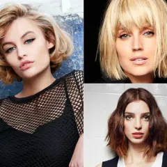 Trois femmes arborent un carré court stylé : blond dégradé, blond effilé et châtain ondulé.