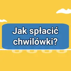 Człowiek idzie w stronę niebieskiego prostokąta z napisem "Jak spłacić chwilówki?".
