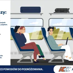 W strefie ciszy Intercity zachowujemy spokój: szeptem rozmawiamy, wyciszamy urządzenia i słuchamy muzyki w słuchawkach.