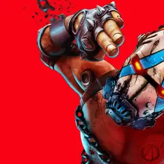 Postać z gry Borderlands 2 z polską flagą.