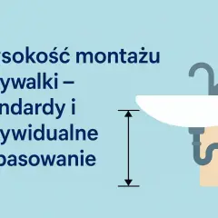 Wysokość umywalki: standardy i indywidualne dopasowanie. Ilustracja pokazuje umywalkę z zaznaczoną wysokością montażu.