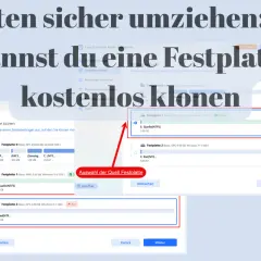 EaseUS Partition Master zeigt, wie man eine Festplatte klonen kann. Hier wird die Quellfestplatte (E: Quelle(NTFS)) ausgewählt, um sie auf eine andere Festplatte zu übertragen.