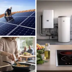 Installazione pannelli solari, sistema di riscaldamento e cucina moderna: un futuro di indipendenza energetica.