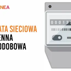 Zliczanie zużycia energii: opłata sieciowa zmienna całodobowa. Licznik elektroniczny pokazuje 000135.67 kWh.