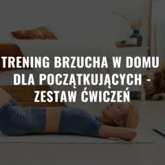 Kobieta ćwiczy brzuch w domu, korzystając z porad na laptopie. Proste ćwiczenia na brzuch w domu dla początkujących.