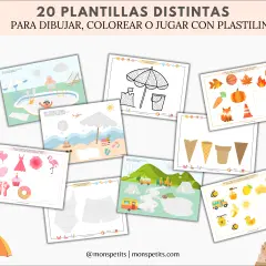 Plantillas dibujos para rellenar con plastilina: escenas de verano, animales y objetos para colorear y crear.