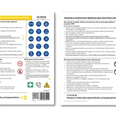 Instrukcja BHP oznaczona jest kolorem żółtym. Dokument zawiera zasady bezpieczeństwa i higieny pracy.