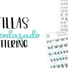 Plantillas de abecedario de lettering con letras mayúsculas y minúsculas enlazadas, ideales para practicar brush lettering.