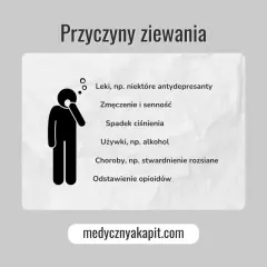 Człowiek z płytkim oddechem ziewa z powodu zmęczenia, leków, spadku ciśnienia, używek, chorób lub odstawienia opioidów.