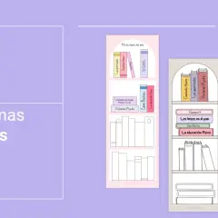 Marcapáginas para imprimir con diseños de estanterías y libros. Papelería gratis para amantes de la lectura.