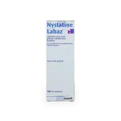 Opakowanie leku Nystatine Labaz w formie zawiesiny doustnej.