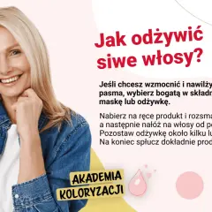 Uśmiechnięta blondynka z siwymi włosami. Porady, jak dbać o siwe włosy, by były zdrowe i lśniące.