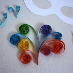 Creazione di maschere carnevale fai da te bambini con strisce colorate in quilling. Un progetto creativo per decorare.