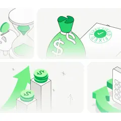 Grafiki ilustrujące wzrost oszczędności, stałe dochody, rosnące zyski i planowanie terminów. Dobry partner finansowy pomoże Ci w tym wszystkim.
