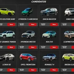 Galería de candidatos a coche del año, incluyendo modelos eléctricos y de combustible de motor.