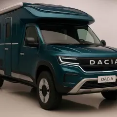 Un camping-car Dacia vert émeraude, prêt pour l'aventure.