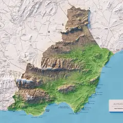 Mapa topográfico de Almería que muestra la altitud y el relieve montañoso de la provincia.