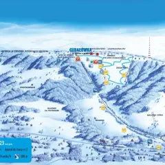 Mapa Gubałówki z atrakcjami: trasy narciarskie, snow park, restauracje. Idealne miejsce na zimowe szaleństwo!